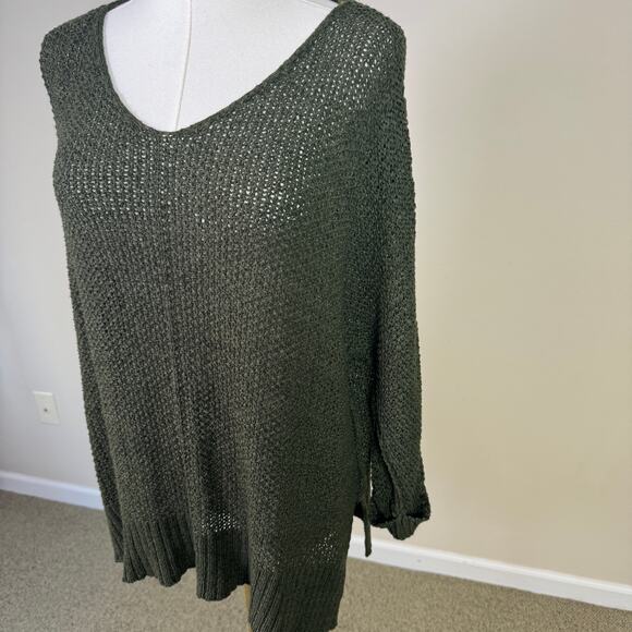 EE:Some Split Hem Open Knit Long Sleeve Sweater US Women's M/L - Picture 3 of 8